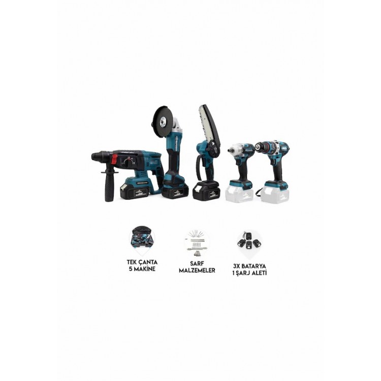 Dawreek Beşli Set MK350 (Budama Testeresi 13 MM Ç.Mandren+S.Sıkma+Ş.Spral+Ş.Hilti)