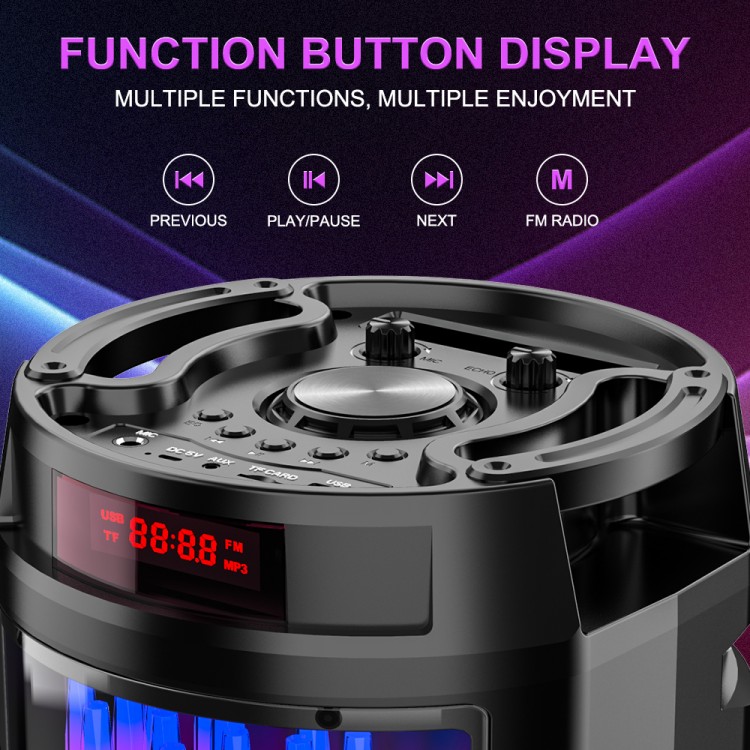 SING-E JQS6221 çift 6.5 "açık parti Bluetooth hoparlörler RGB LED aydınlatma radyo DJ Karaoke