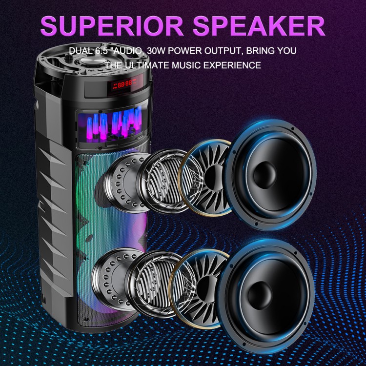 SING-E JQS6221 çift 6.5 "açık parti Bluetooth hoparlörler RGB LED aydınlatma radyo DJ Karaoke