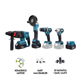 Beşli Set MK350 (Power Bank Led 13mm Ç.Mandren+S.Sıkma+Ş.Spral+Ş.Hilti)