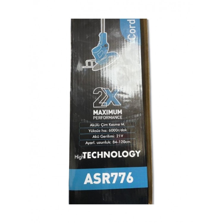 ASR 776 Seri Çift Akülü Ot Çim Çalı Diken Biçme Tırpanı 3800 Vf 20 Ah Teleskopik Uzatmalı