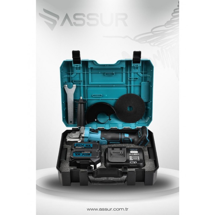 Assur 21V Çift Akülü 125mm Kömürsüz Şarjlı Taşlama