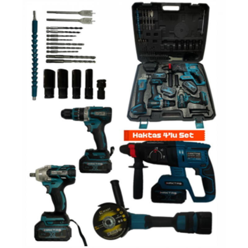 HAKTAŞ HKT-900 4 LÜ AKÜLÜ SET (KIRICI + TAŞLAMA + SOMUN SÖKME + MATKAP) HAKTAŞ HKT-900 4 LÜ AKÜLÜ SET (KIRICI + TAŞLAMA + SOMUN SÖKME + MATKAP)