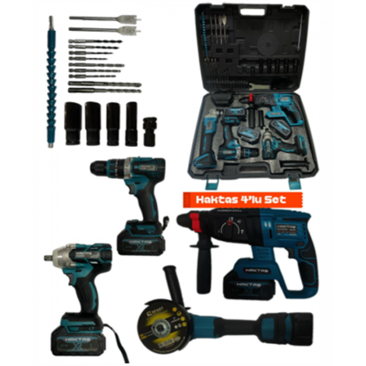 HAKTAŞ HKT-900 4 LÜ AKÜLÜ SET (KIRICI + TAŞLAMA + SOMUN SÖKME + MATKAP) HAKTAŞ HKT-900 4 LÜ AKÜLÜ SET (KIRICI + TAŞLAMA + SOMUN SÖKME + MATKAP)