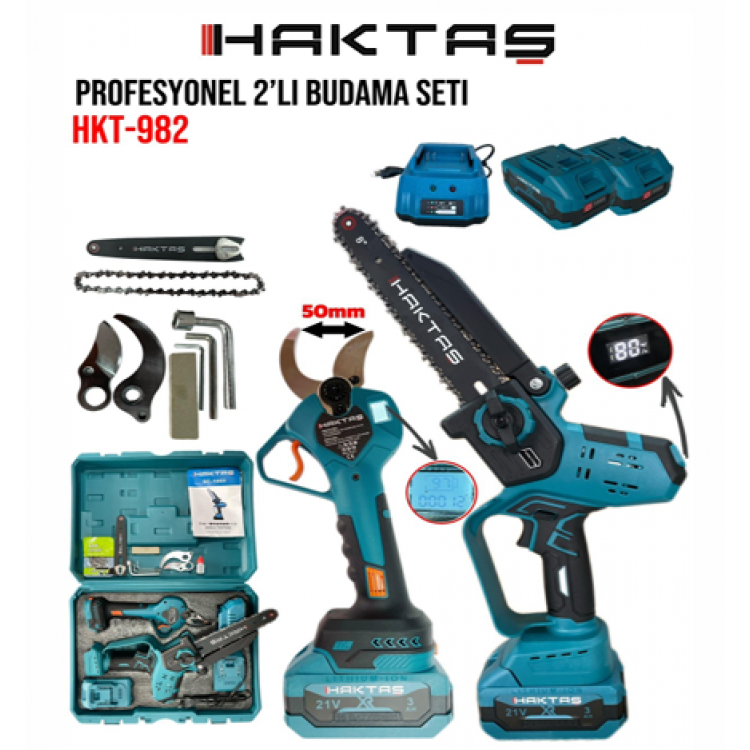 HAKTAŞ HKT-982 2Lİ EKO BUDAMA SETİ (50MM MAKAS + 8" TESTERE )