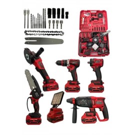 Haktaş Yeni Nesil 6'lı Akülü Şarjlı Set–Matkap, Darbeli Kırıcı, Taşlama, Somun Sıkma, Zincirli Testere, LED