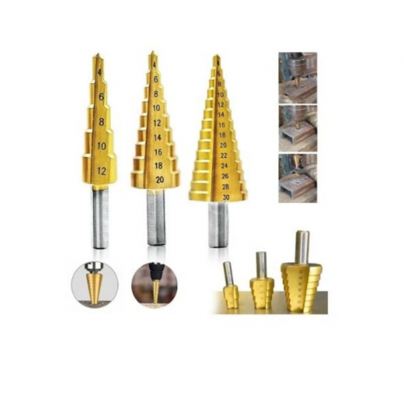 Kademeli Matkap Ucu Sac Delme Seti 3 Parça