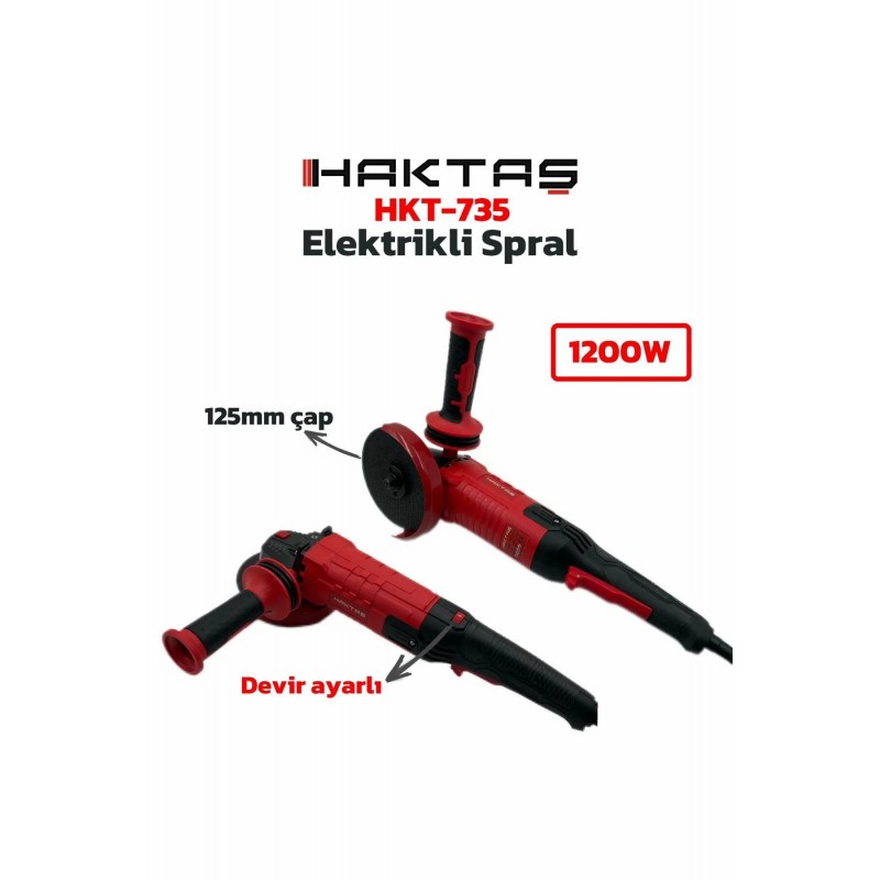 haktaş Profesyonel Yeni Nesil Elektrikli Spiral - 1200 W - 125 MM - Devir Ayarlı Taşlama Makinesi